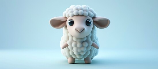 3d rendering of cute baby sheep animal cartoon character in pastel color. Generated