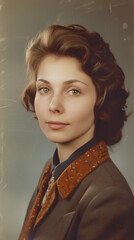 Vintage photo, portrait of beautiful woman,ai