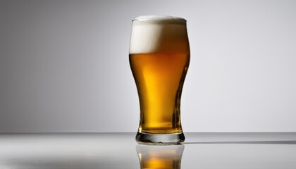 A glass of beer with foam on top