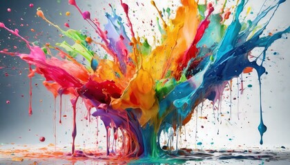 Dynamic burst of colorful watercolor isolated white color background