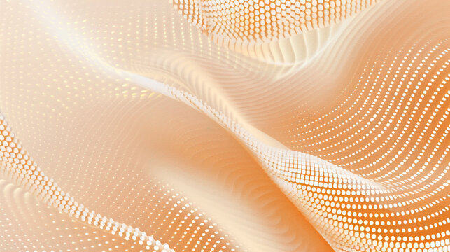 Peach color background made of halftone dots and curved lines