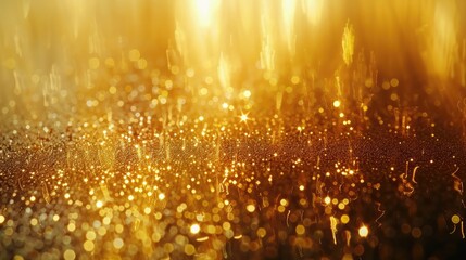 Gold sparkle glitter background. Glittering sequins wall. - obrazy, fototapety, plakaty