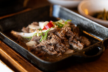 View of bulgogi on the plate