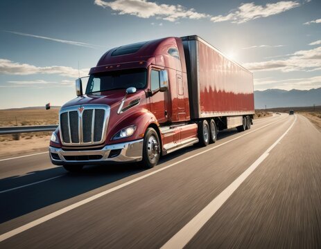 Transport Revolution: Blurred American Truck Illustrates Freeway Momentum