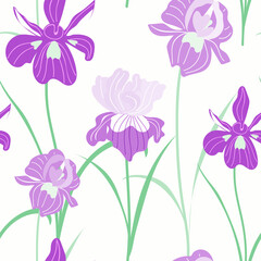 Fototapeta na wymiar Floral seamless pattern, floral background with irises