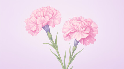 Obraz na płótnie Canvas Clipart of pink carnation and pink background