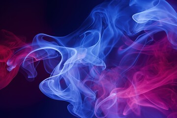 Obraz premium A thick neon color swirling smoke pattern in front of a black background/drifting smoke overlay or texture.