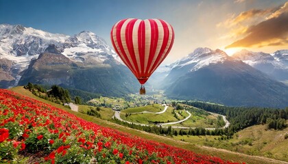 Fototapeta premium Generated image hot air balloon in heart shape