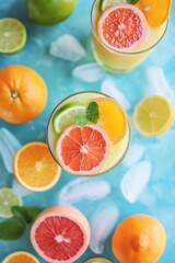 Close-Up of Glass With Grapefruit and Lime Drink