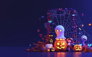 halloween pumpkin, Ghost, witch, colorful - halloween background