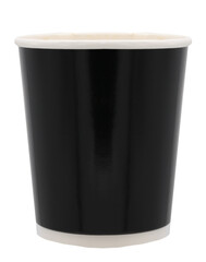 Black plastic cup on transparent background (PNG File)