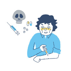 注射を打つ男性（薬物中毒・薬物依存症・ドラッグ）
