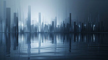 Futuristic cities on the background of the water.