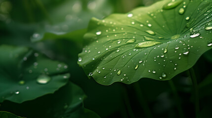 Green lotus leaf. Composition of green lotus leaves seen close up