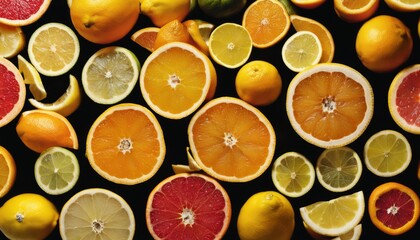 A bunch of sliced oranges and lemons - Powered by Adobe