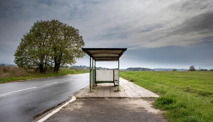 Generated image of a lonely bus stop