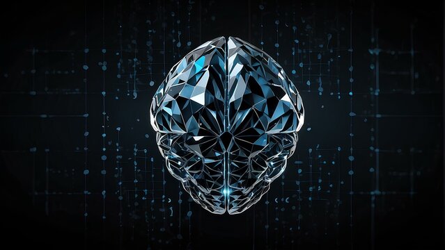 Diamond Mind: Dark-Themed Background Wallpaper with Intricate Diamond Brain Design
