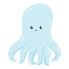 Hand drawn flat underwater animal octopus concept. Marine underwater dweller. Fauna, wildlife and zoology. Cartoon flat vector illustration isolated on white background