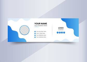 Vector business email signature card template with blue color.