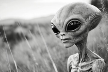 A portrait of an alien grey extraterrestrial being