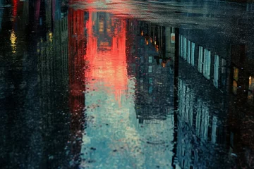 Fotobehang Reflections in the Rainsoaked Alley © Louis Deconinck
