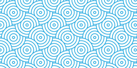 Modern diamond geometric waves spiral pattern and abstract circle wave lines. blue seamless tile stripe geomatics overlapping create retro square line backdrop pattern background. Overlapping Pattern.