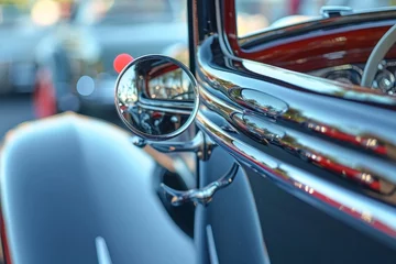 Deurstickers Vintage Car Mirror Reflections © Louis Deconinck