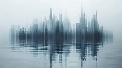 Futuristic cities on the background of the water.