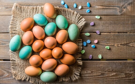 colored eggs and paints