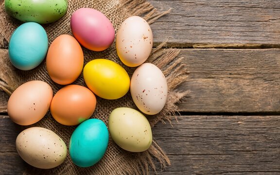 colored eggs and paints