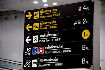 Navigation signs that can be seen along Public places such as airport, train station