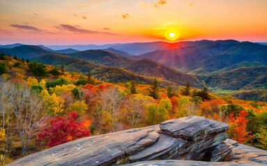 Graveyard fields overlook in the smoky mountains in north carolina