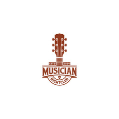 Guitar Headstock for Guitarist Band logo, Country Music Fest Western Vintage Retro Saloon Bar logo design