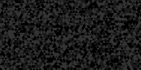 Abstract Black and gray square triangle tiles pattern mosaic backdrop background. Modern seamless geometric dark black pattern low polygon and lines Geometric print composed of triangles background.