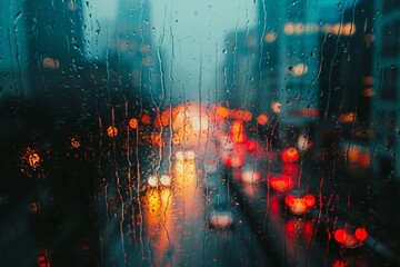 Rainy Cityscape - obrazy, fototapety, plakaty
