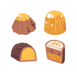 Chocolate Candies, Sweet Treats Made From Cocoa, Combined With Sugar, Milk, And Various Flavors, Vector Illustration