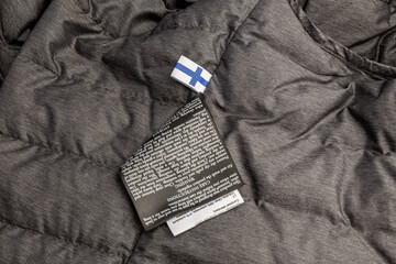 Quality Finnish clothing Clothing Label with the Finnish flag