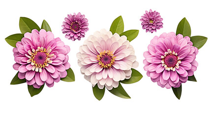 Zinnia Cut-Outs: Top View Botanical Blooms for Perfume, Essential Oils, and Garden Creations - Transparent Beauty in PNG Format