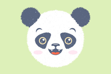 Vector illustration of head of a panda bear for children. Vector icon of kawaii panda for kids party. Baby panda bear emoji.
