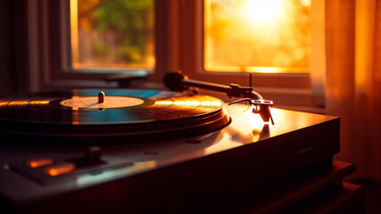 Record player in sunlight