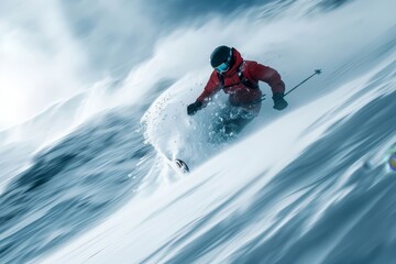 Naklejka premium Thrilling Snowboarding Descent on a Winter Wonderland