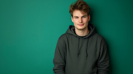 Fototapeta premium Studio portrait of a young man in a hoodie.