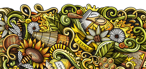 Sweet honey cartoon banner illustration