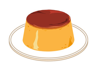 皿に乗せたカスタードプリン