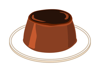 皿に乗せたチョコプリン