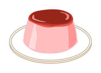 皿に乗せたいちごプリン