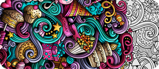 Happy Birthday cartoon banner illustration