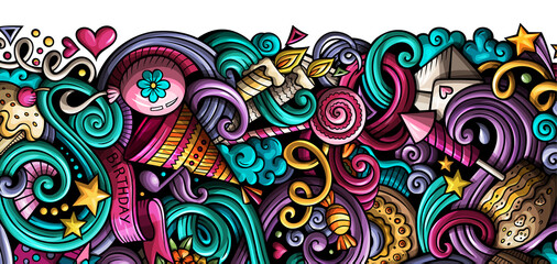 Happy Birthday cartoon banner illustration