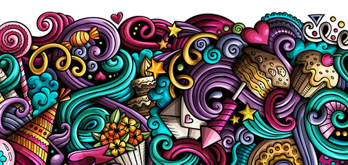 Happy Birthday cartoon banner illustration