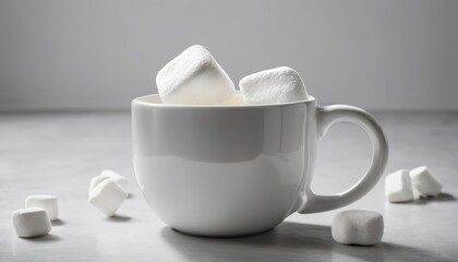 A cup of coffee with marshmallows on top